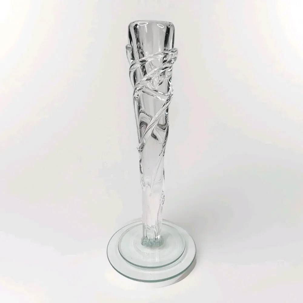 Vintage Crystal Twisted Cut Glass Vase UNIQUE One of a Kind 10